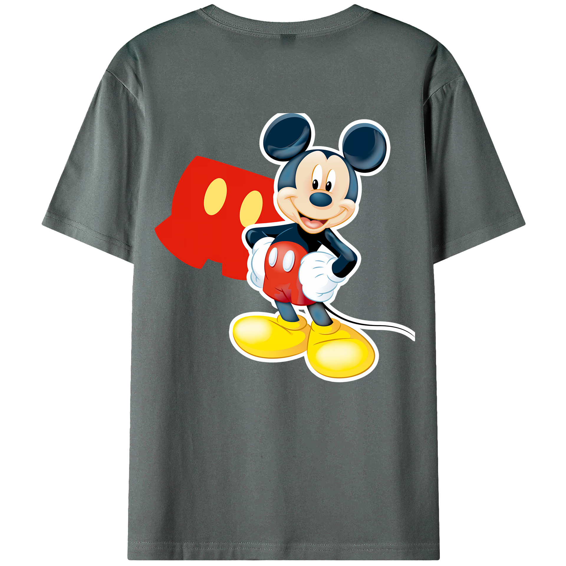 （画像用） ミッキーマウス Mickey Mouse 綿100％ メンズ半袖Tシャツ（バックプリント） 通気性